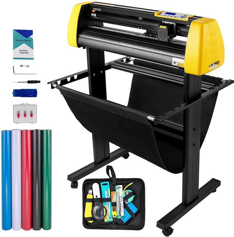 VEVOR Vinyl Cutting Plotter 870mm Vinyl Cutting Plotter for Printing Vinyl Auto Cut Camera Contours LCD Display Adjustable Strength and Speed Compatible with Windows
