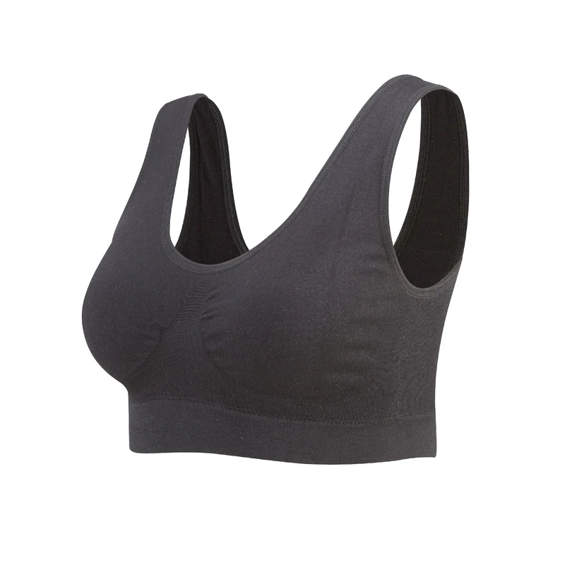 Lemef 2-Pack Seamless Sports Bra Wirefree Yoga Bra with Removable Pads for Women (Small, 1*Black)