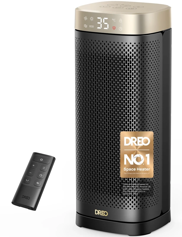 Dreo 16 Inch Electric Heater, Energy Efficient Space Heaters with Thermostat, 70° Oscillating Remote Control 3-Mode Tip-over & Overheat Protection, Silent Ceramic Fan Heater for Home