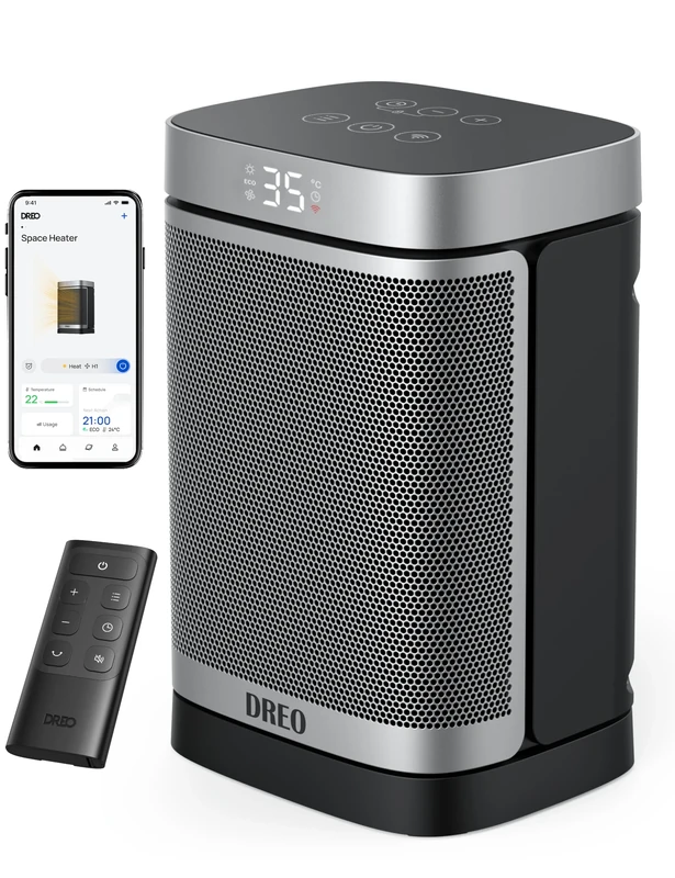 Dreo 1500W Smart Space Heaters for Indoor Use, Portable Heater with 70°Oscillation, WiFi Alexa & Google Assistant Electric Heater, with Thermostat & Remote, Safety Small Heater for Office Home