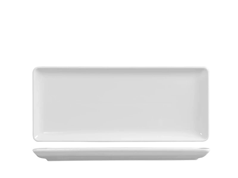 H&H Set of 6 White Pearl Rectangular Plates 15 x 35 cm