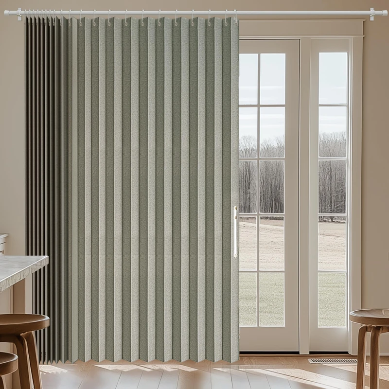 Jilron 100% Blackout Curtains patio door curtain accordion door sliding door curtains extra wide blackout curtains Used for room divider (Grey 98" W x 106" L)