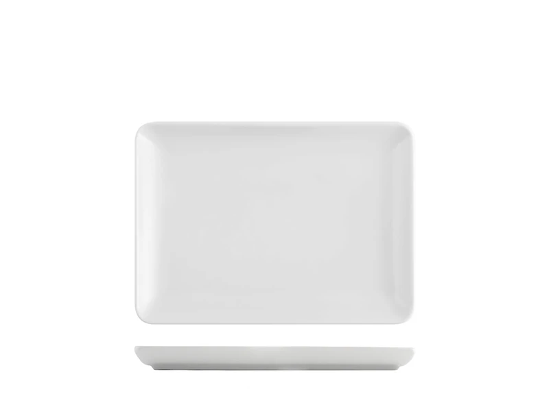 H&H Set of 6 White Pearl Rectangular Plates 20 x 27 cm