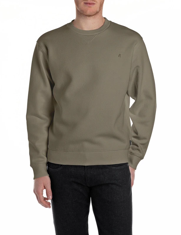 Replay Basics Men's Sweatshirt, 759 Mud Green, L