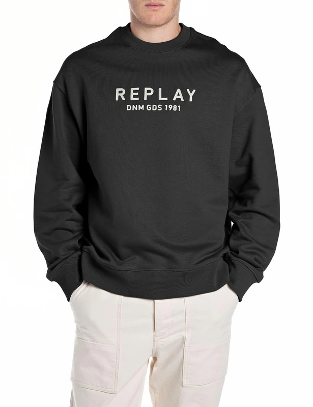 Replay Men's Sweatshirt, 098 Black, L