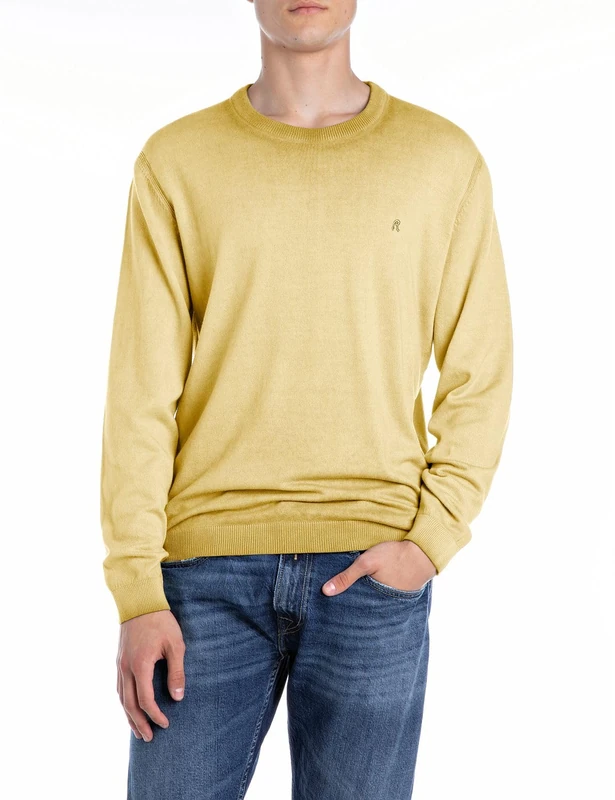 Replay Men's Uk4705 Pullover Sweater, 645 Tuscany Yellow, XXL