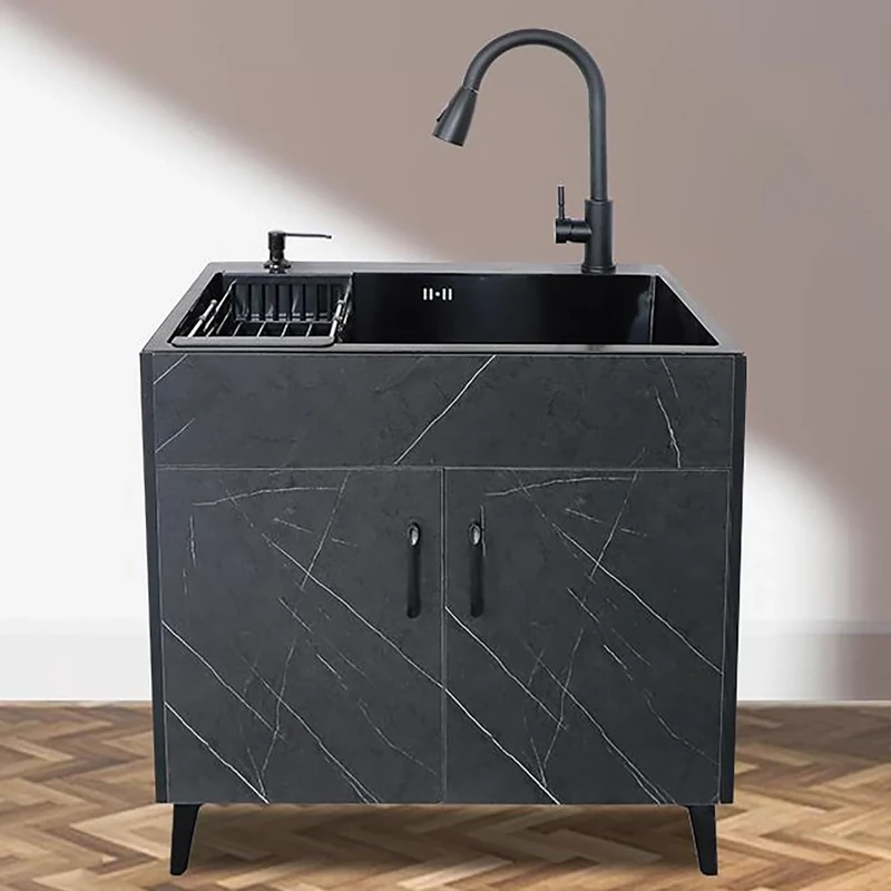 Free Standing Commercial Laundry Sink Cabinet With Stainless Steel Sink and Pull-down Faucet, Suitable for Outdoor and Indoor Use
