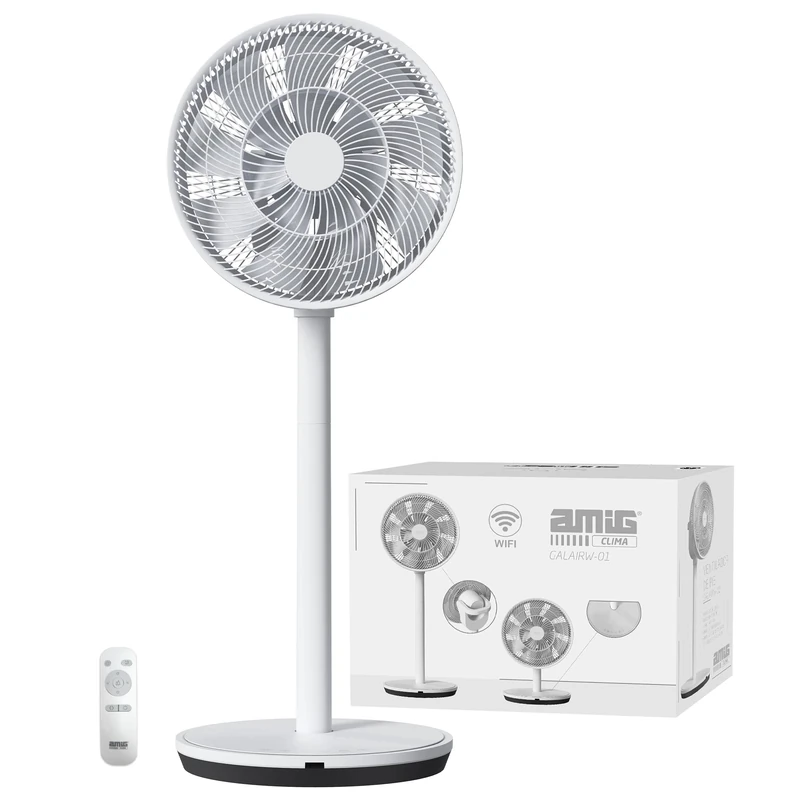 Amig - GALAIR WIFI-01 Ultra Silent Portable Fan | Standing or Table | Silent 13dB | Low Power Consumption 27W | 26 Speeds | Sleep Function | Vertical and Horizontal Oscillation