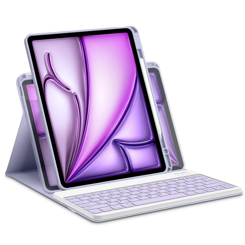 Bettdow for iPad Air 13 Inch M3 2025/ M2 2024 Keyboard Case, Horizontal/Vertical Use, UK Layout Detachable Keyboard with Case for Air 13" M2 2024/ M3 2025/ Pro 12.9 Inch 3rd/4th/5th/6th (Purple)