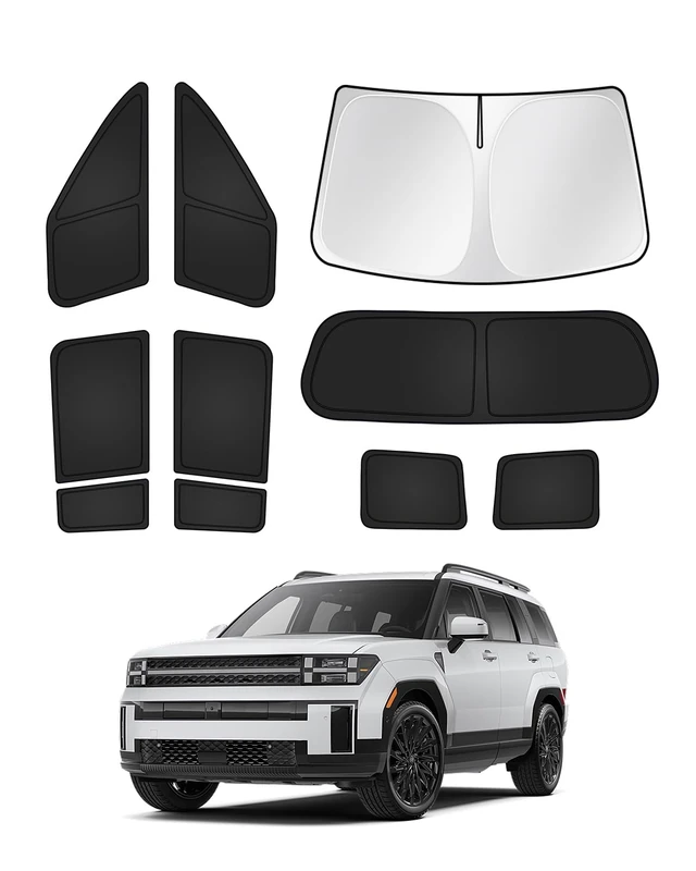 Canvcle Sunshades for Hyundai Santa Fe 2024 2025 2026 Accessories Windshield Sun Shade Side Rear Window Shade Cover Sun Visor Shield Privacy Protection Keep Vehicle Cool Black 10PCS