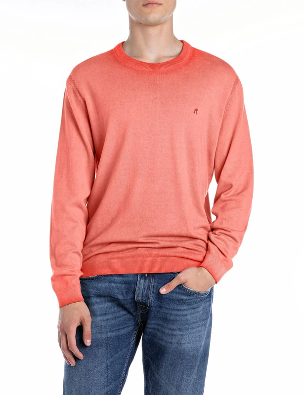 Replay Men's Regular fit Cotton Jumper, 542 Orange, XXL