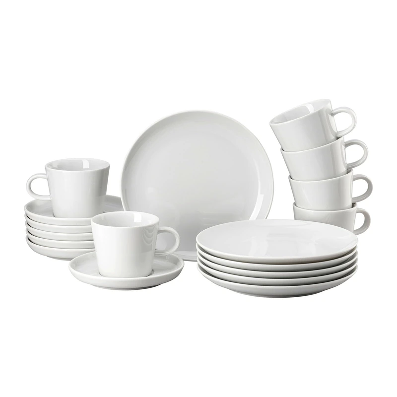 Thomas Cucina Bianca, White, Set of 18 Pieces, Breakfast Plates, Combination Cups and Saucers, Dishwasher and Microwave Safe, Simple Design, Aesthetic and Functional