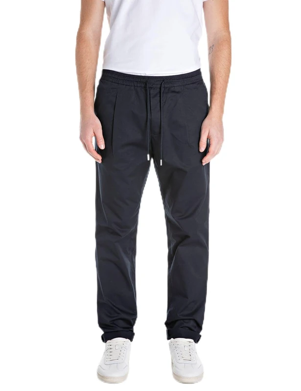 Replay Men's Cotton Trousers, 970 Dark Navy, 31 W/32 L