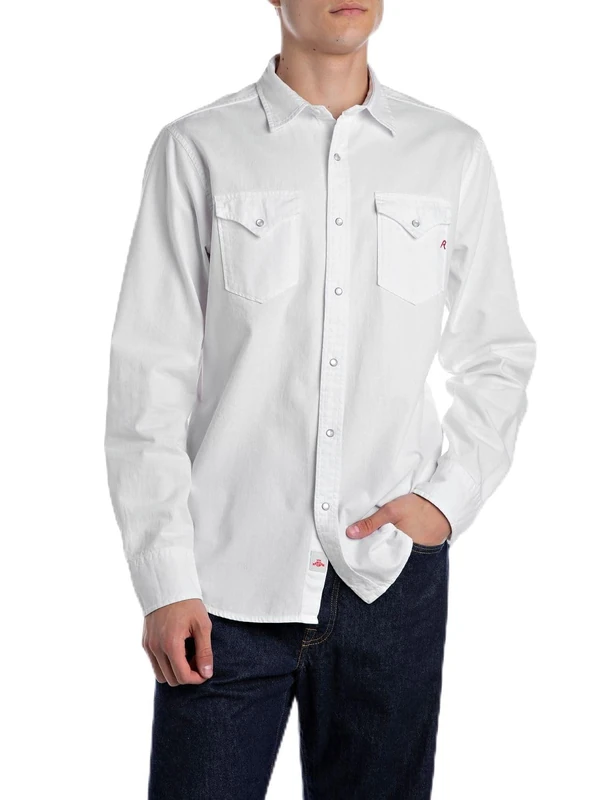 Replay Men's Shirt, 001 White, 3XL