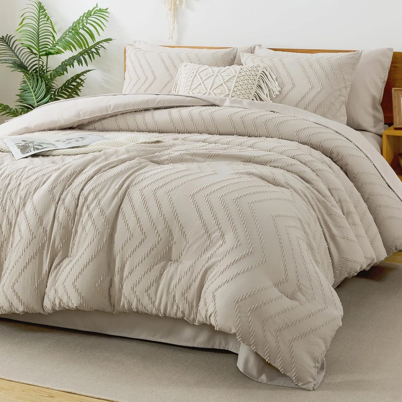 Litanika Oversized King Comforter with Sheets, 7 Pieces Boho Bed Set
