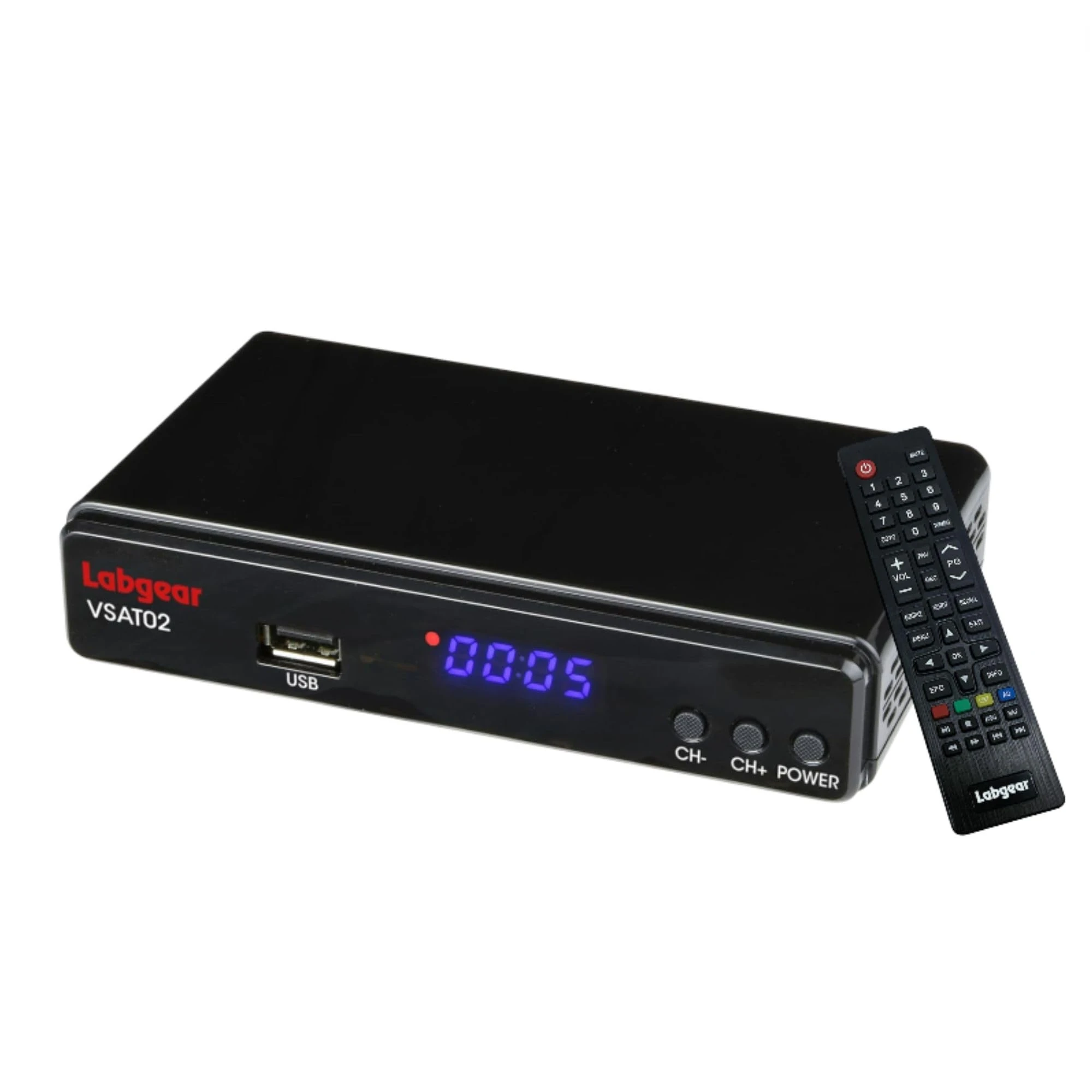 Free to Air Satellite Receiver Full HD DVB-S2 + USB Port Schedule HD Program Recorder, Labgear VSAT02 Compact TV Satellite Box with Remote Control