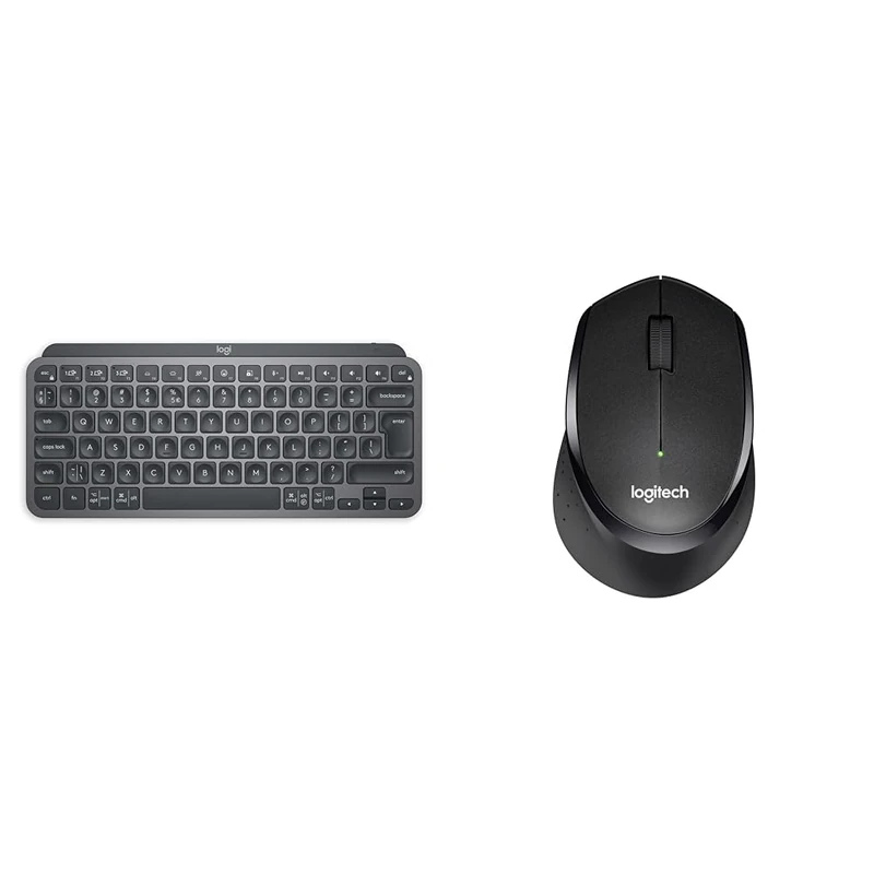 Logitech MX Keys Mini Minimalist Wireless Illuminated Keyboard, Compact, Bluetooth, Backlit, USB-C & M330 SILENT PLUS Wireless Mouse, 2.4GHz with USB Nano Receiver, 1000 DPI Optical Tracking