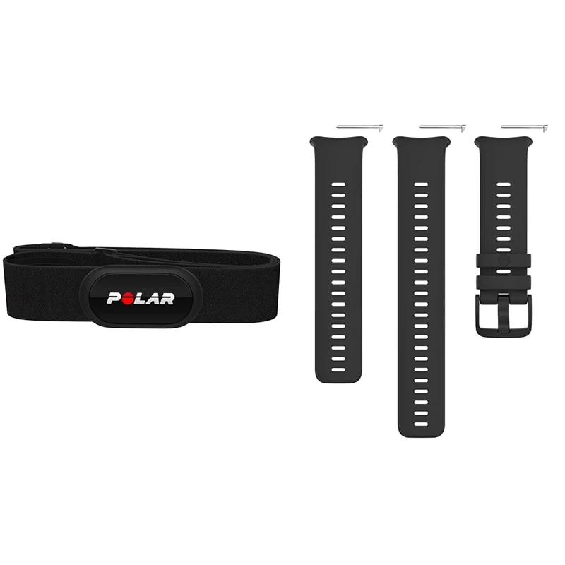 Polar H10 Heart Rate Monitor - ANT +, Bluetooth - Waterproof HR Sensor with Chest Strap - Built-in & wristband Vantage V2 black silicon S-L