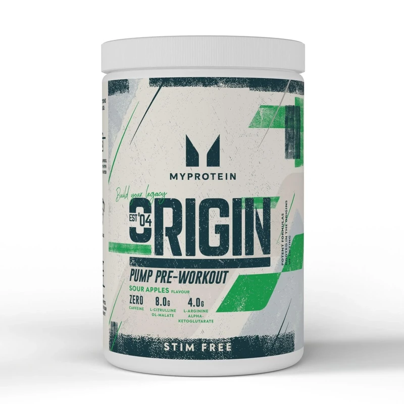 Myprotein Origin Pre‑Workout – Sour Apples – 30 Servings of Stim‑Free Pre‑Workout Powder – 8 g Citrulline Malate, 4 g L‑Arginine AKG, 3.5 g Beta‑Alanine – Pump, Focus & Performance (Caffeine‑Free)