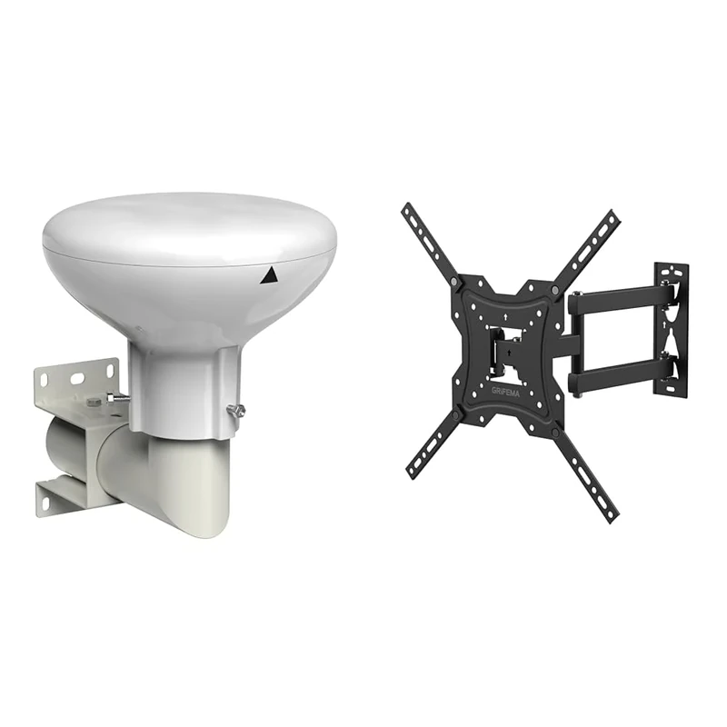 SLx 27895K4 Outdoor Aerial, Digidome For TV Digital Freeview HD 360° Omni Directional Amplified & GRIFEMA GB1004 Swivel TV Wall Bracket, for 26-55 inch Screens, for Flat & Curved TV up to 30KG