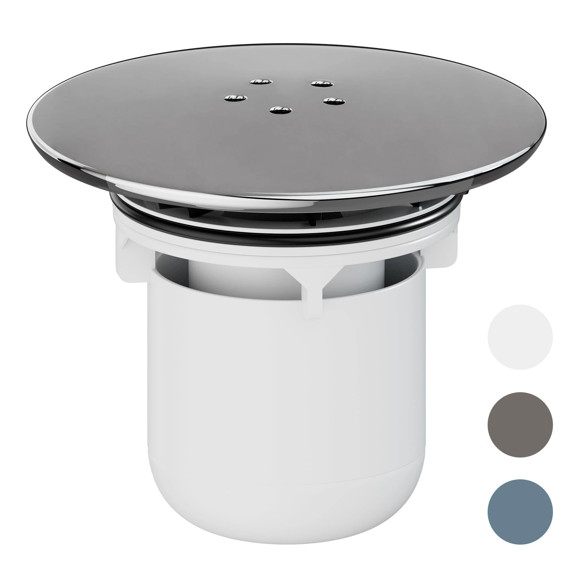 HNNHOME Shower Drain Cover Replacement, Chrome Shower Trap Cover, Removable Top Fitting Cap Parts, 90mm/115mm Shower Plughole Cover, Fast Flow Shower Tray Waste (White)