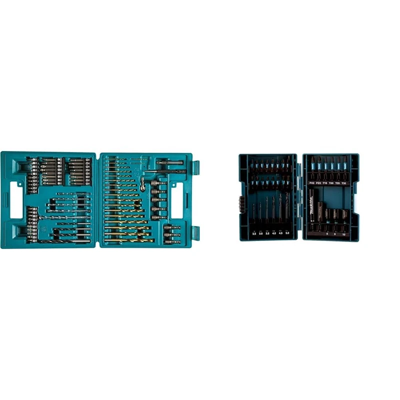 Makita B-49373 Drill and Screw Bit, 18 V, Blue, Set of 75 Piece & B-66896 33 Piece Impact Black Set