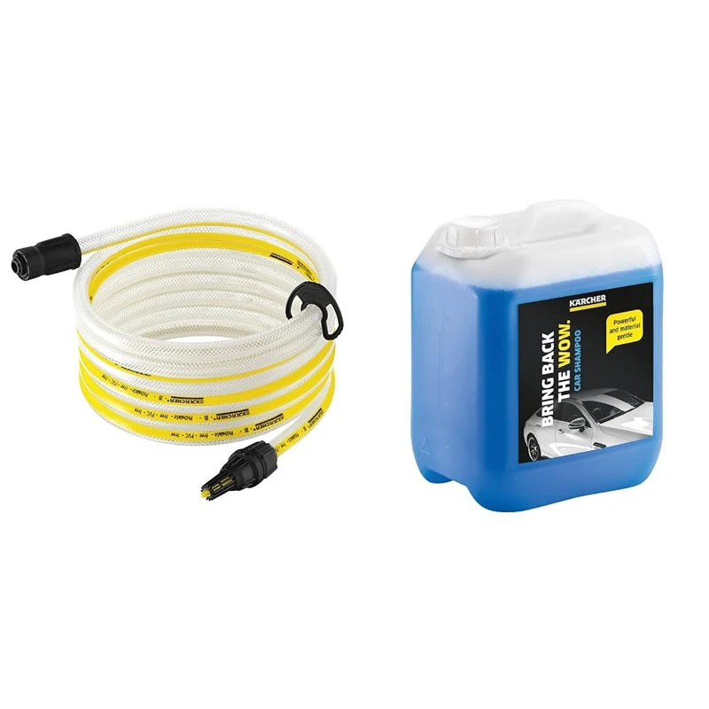 Kärcher 26431000 5 m Suction Hose and Filter for Pressure Washer Accessory, White, Yellow & 5 L Canister Pressure Washer Detergent, Car Shampoo