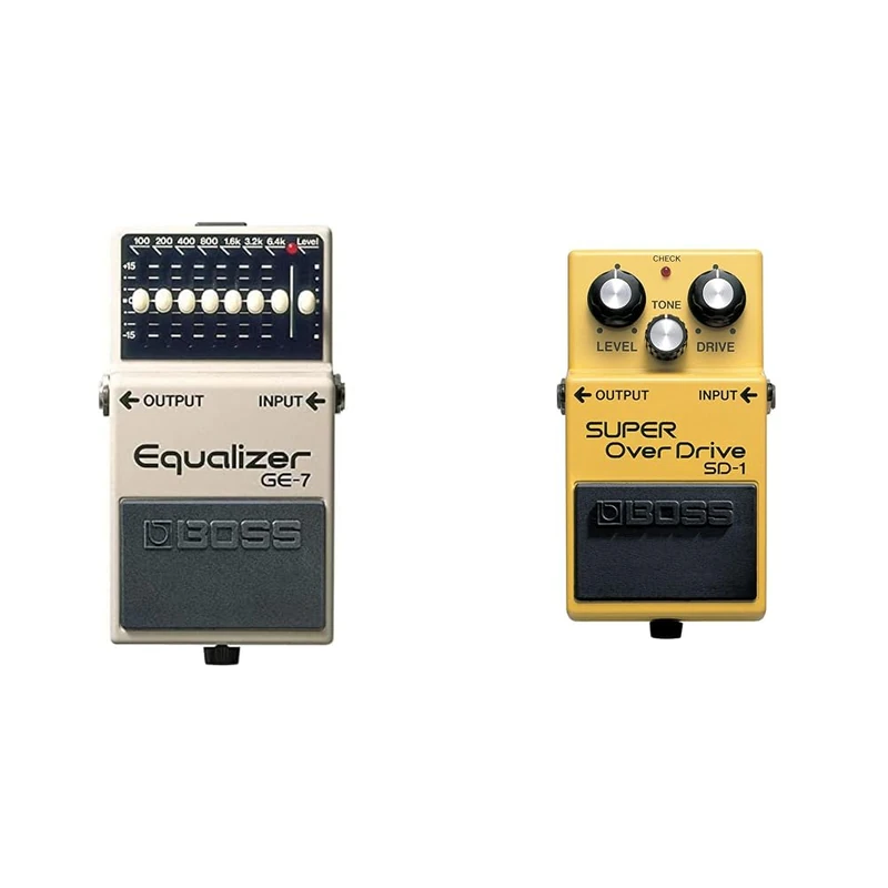 BOSS Ge-7 7-Band Eq Pedal with 7 Bands of Adjustable Eq Sliders & SD-1 Super OverDrive Effects Pedal for Guitar and Bass
