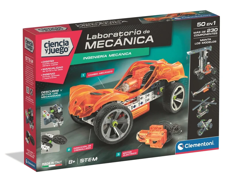 Clementoni Mechanichs 55563 Mechanics Laboratory, Motorised Kit for Children, Model Kit for Assembling and Promoting Creativity, Suitable for Children from 8 Years - Image 1