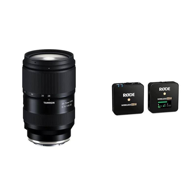 Tamron 28-75mm F/2.8 Di III VXD G2 Lens for Sony E-Mount Black,single & RØDE Wireless GO II Single Ultra-compact Dual-channel Wireless Microphone System with a Built