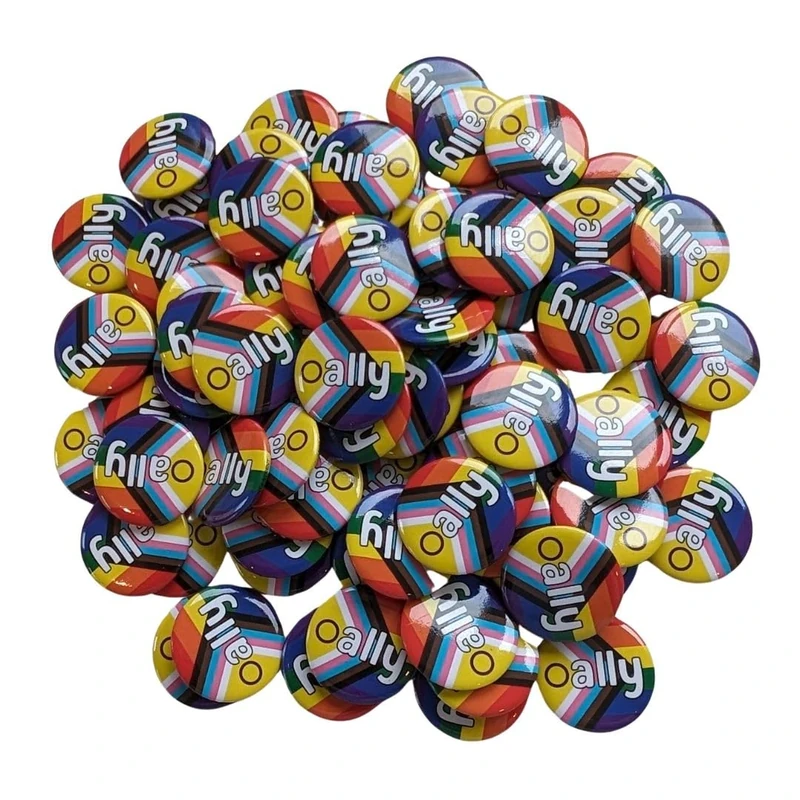 Pride ally badges (1 inch/2mm diameter). Bulk Packs (Pack of 100) - Image 1