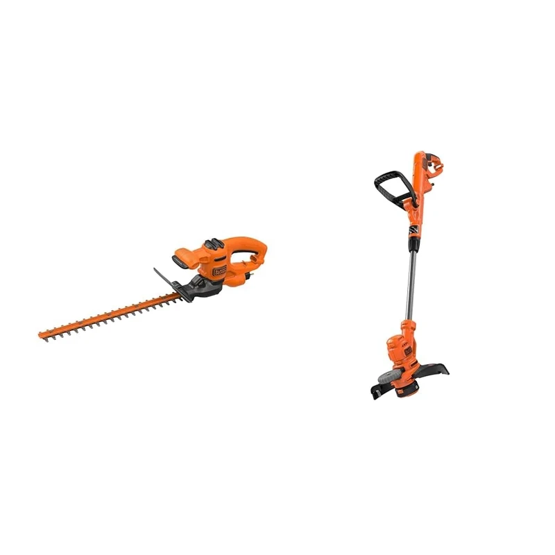 BLACK + DECKER BEHT201-GB Hedge Trimmer, 240 V, Black, 45 cm & BLACK + DECKER BESTA530-GB Corded Strimmer, 550 W, 240 V, Black, 30 cm
