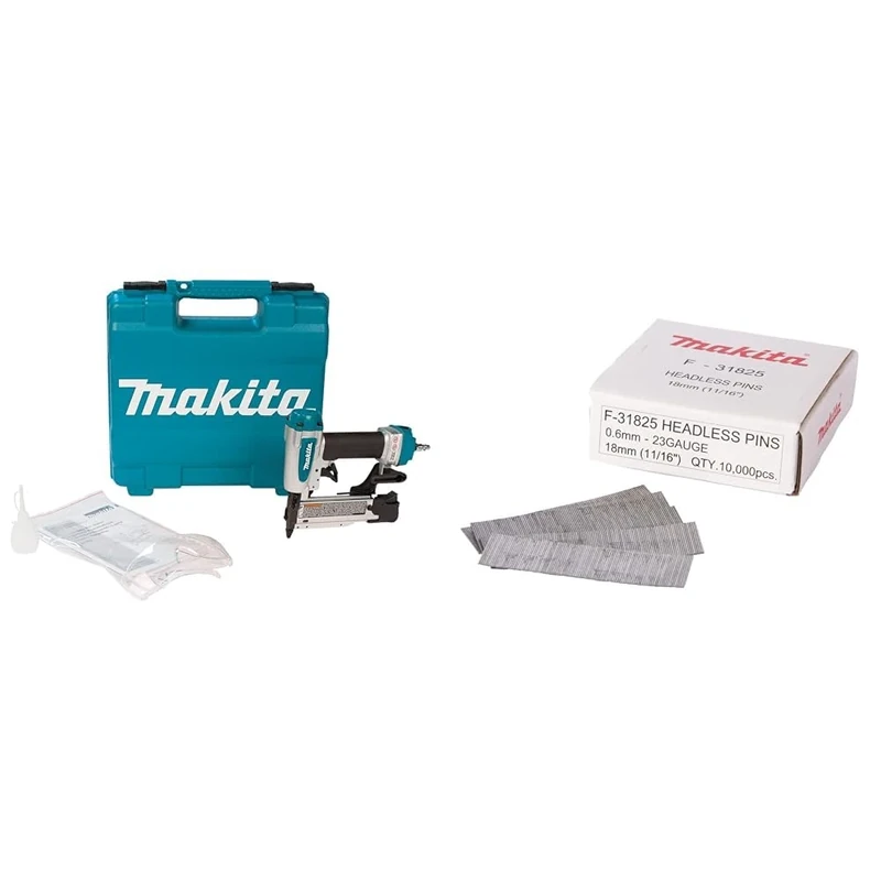 Makita AF353 23G Pin Nailer & F-31825 F-31825 18mm 23 Gauge Headless Pins 1 Black