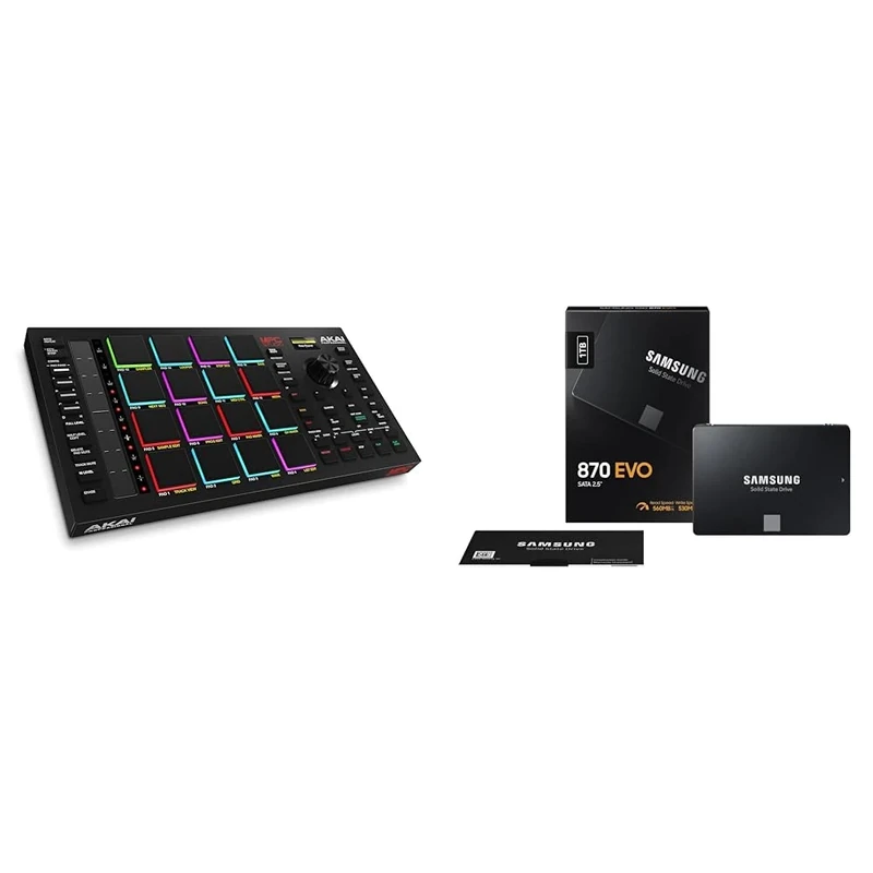 Akai Professional MPC Studio - MIDI Controller Beat Maker with 16 velocity sensitive RGB pads & Samsung SSD 870 EVO, 1 TB, Form Factor 2.5 and rdquo;, Intelligent Turbo Write, Magician 6 Software