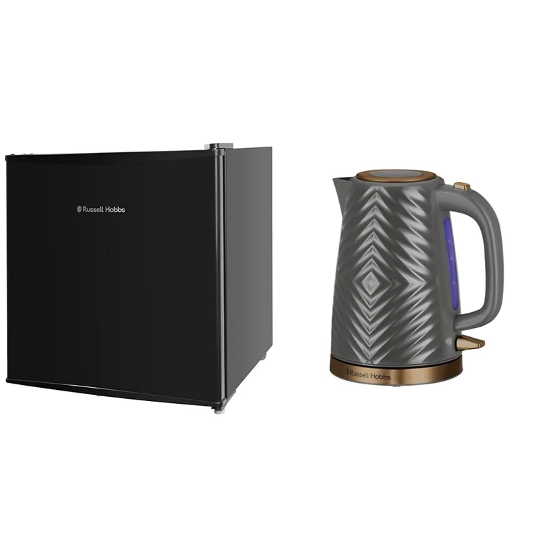 Russell Hobbs RHTTLF1B 43L Table Top F Energy Rating Fridge Black & Groove Electric 1.7L Cordless Kettle