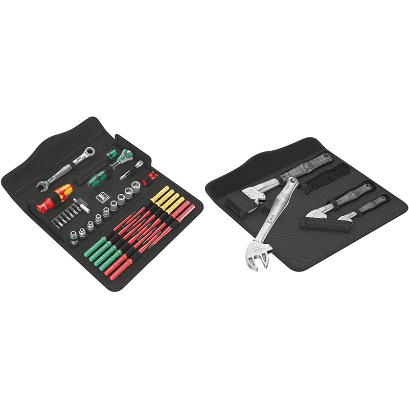 Wera 05135871001 Kraftform Kompakt W Imperial 1 Wartung Screwdriver Set, Black, Chrome, Green & '05020110001 6004 Joker 4 Set 1, self-Setting Spanner Set, 4 Pieces - Image 1