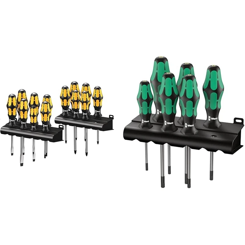 Wera 05133285001 Screwdriver Set Kraftform Big Pack 900, Silver, 13 Pieces & 367/6 TORX® Kraftform Screwdriver Set with Rack, 6pc, 05028062001,Multi-Colour,315 x 155 x 40 mm