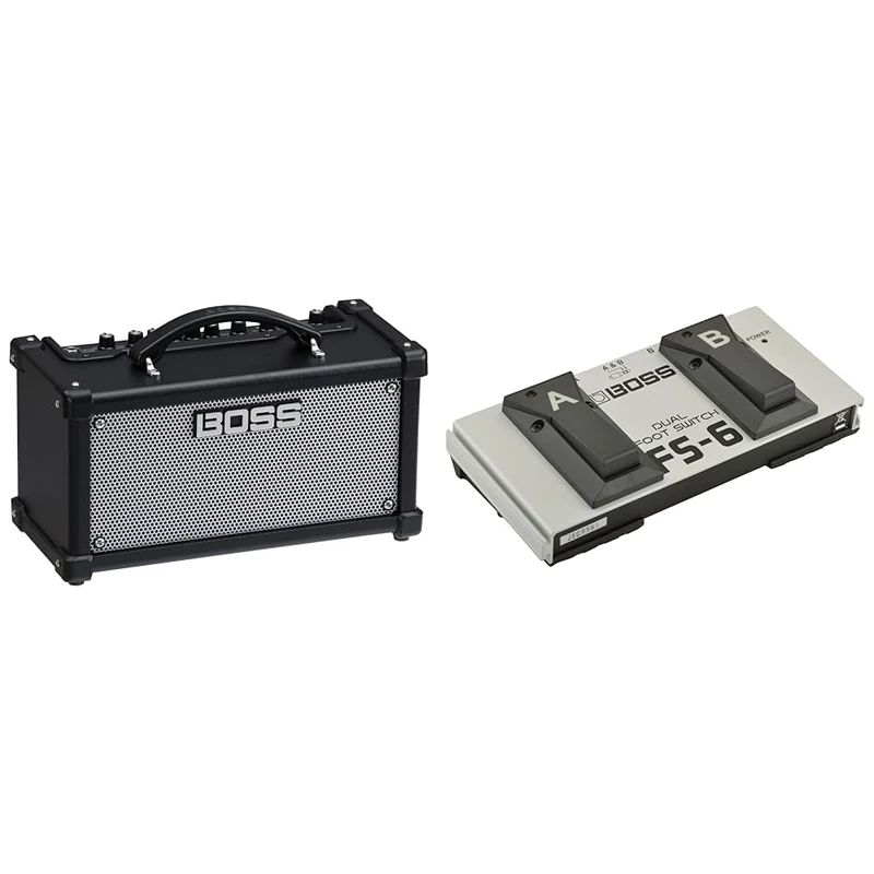 BOSS DUAL CUBE LX Guitar Amp – The Classic Cube. Ultra-versatile desktop amp with pro tones and effects and extended range for performing, recording, and livestreaming. & Fs-6 Dual Foot Switch