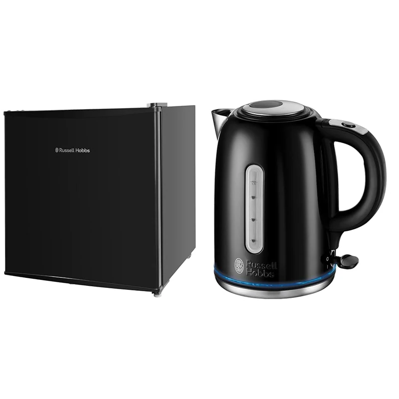 Russell Hobbs RHTTLF1B 43L Table Top F Energy Rating Fridge Black & Black Stainless Steel Electric 1.7L Cordless Kettle