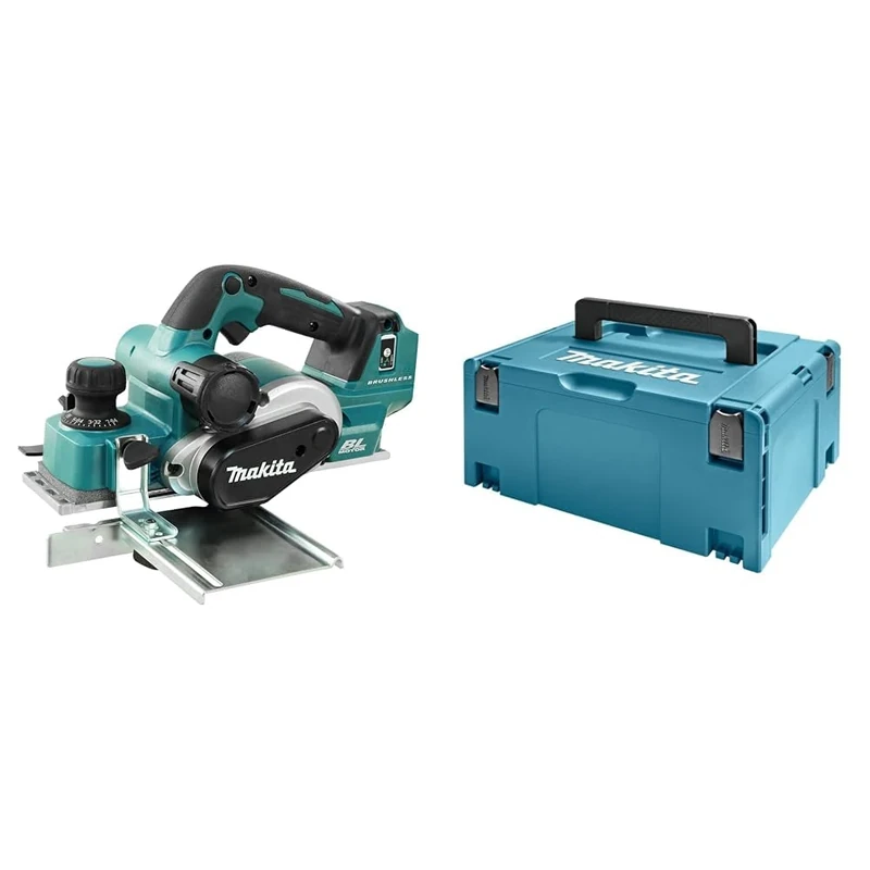 Makita DKP181Z 18V Li-ion LXT Brushless 82mm Planer - Batteries and Charger Not Included & 821551-8 Makpac Connector Case Type 3