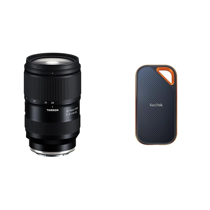 Tamron 28-75mm F/2.8 Di III VXD G2 Lens for Sony E-Mount Black,single & SanDisk 2TB Extreme PRO portable external SSD, up to 2000 MB/s, read and write speeds USB-C, SSD ext