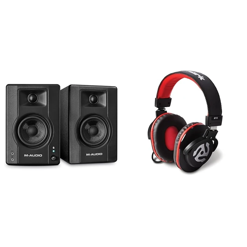 M-Audio BX3BT 3.5" Studio Monitors & PC Speakers with Bluetooth for Recording and Multimedia & Numark HF175 - DJ Headphones with closed back over ear design, 40mm drivers