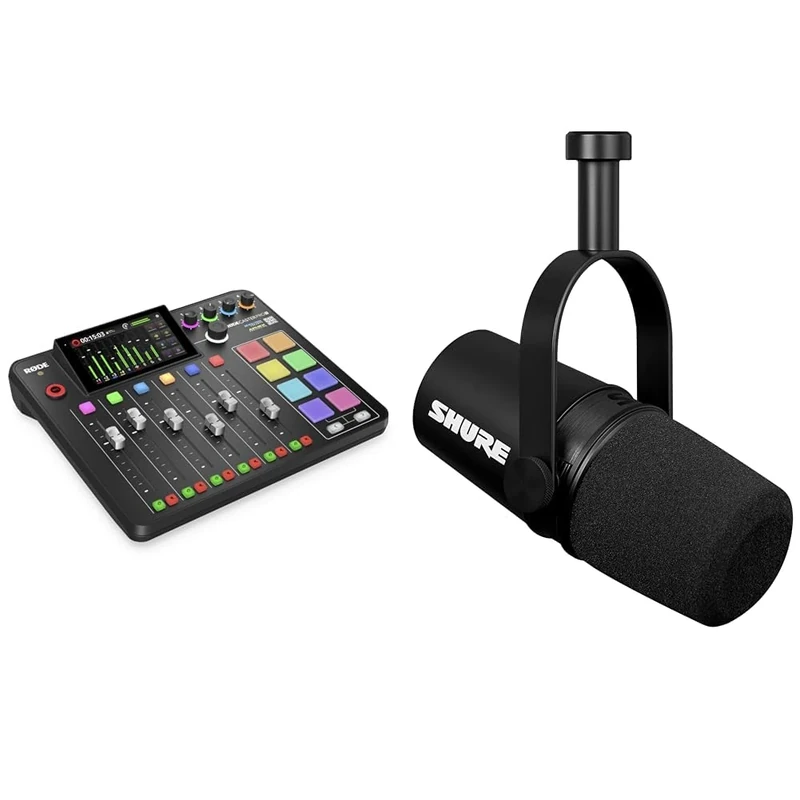 RØDE RØDECaster Pro II All-in-One Production Solution for Podcasting, Streaming, Music Production & Shure MV7X XLR Podcast Microphone - Pro Quality Dynamic Mic for Podcasting & Vocal Recording