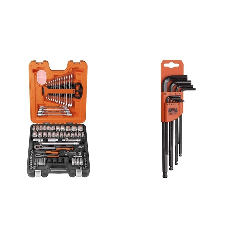 Bahco S87+7 Socket & Spanner Set, Metric & AF 1/4" & 1/2" Drive, 94 Pieces 9770 BE-9770 1.5-10mm Hex Key Set