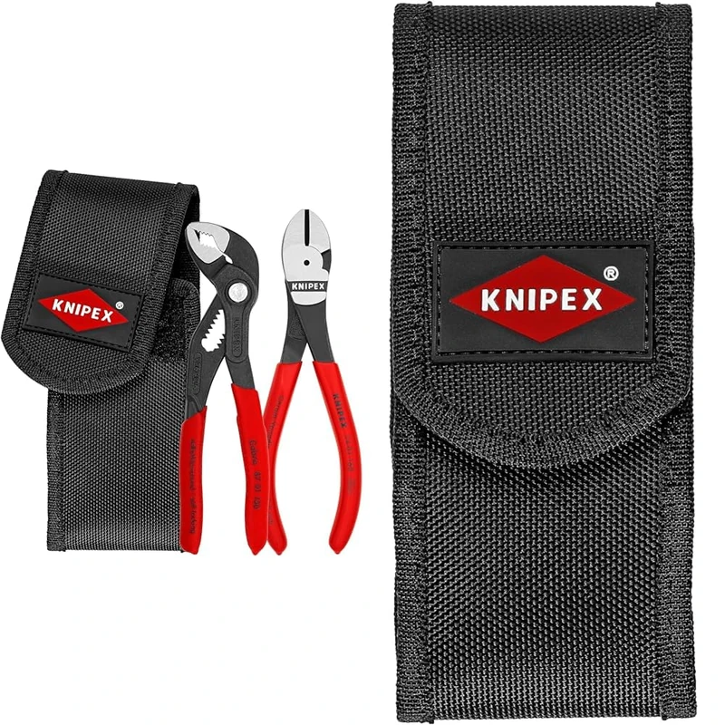 Knipex Mini Pliers Set in Belt Tool Pouch 2 Parts (self-Service Card/Blister) 00 20 72 V02 & Belt Pouch for Two Pliers 45 mm 00 19 72 LE