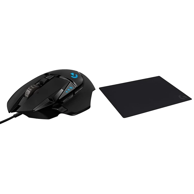 Logitech G G502 HERO High Performance Wired Gaming Mouse, HERO 25K Sensor, 25,600 DPI, RGB & G640 Large Cloth Gaming Mouse Pad, Optimised for Gaming Sensors