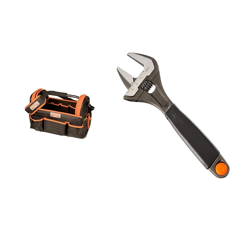 Bahco 3100TB Open Tool Bag & 9031 Adjustable Wrench, 200mm Length
