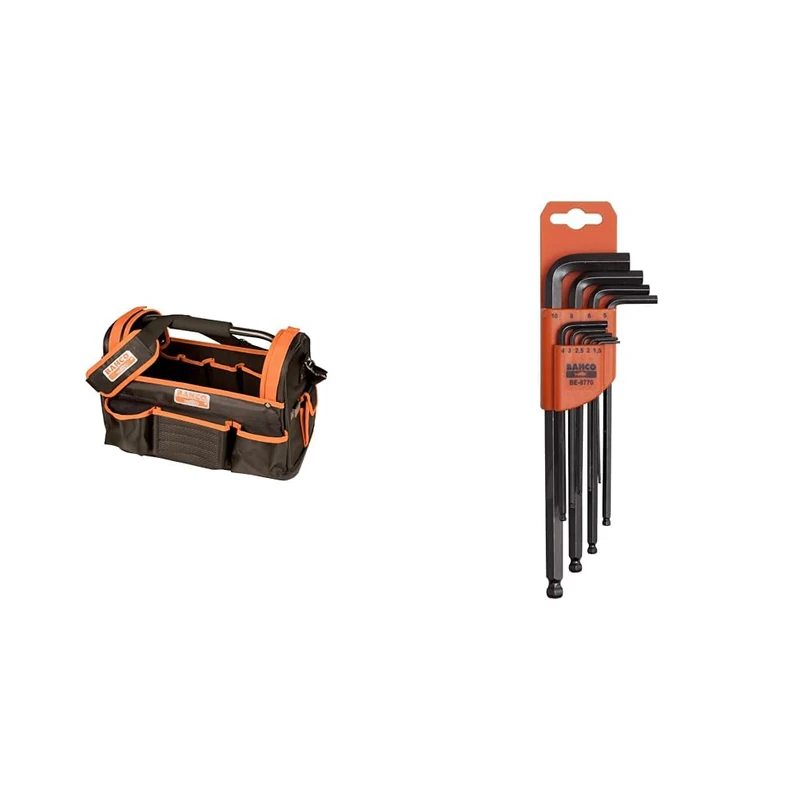 Bahco 3100TB Open Tool Bag & Bahco 9770 BE-9770 1.5-10mm Hex Key Set