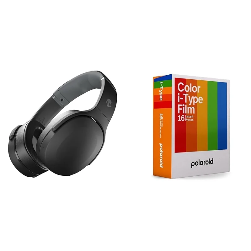 Skullcandy Crusher Evo Over-Ear Wireless Headphones with Sensory Bass, 40 Hr Battery, Microphone & Polaroid 6009 Color Film for i-Type - Double Pack, 8.8 cm X 10.7 cm