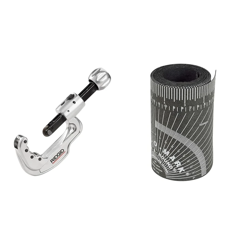 RIDGID 31803 65S Stainless Steel Tubing Cutter, 1/4-inch to 2-5/8-inch Tube Cutter & Jackson Safety CURV-O-Mark Wrap-A-Round Welding/Pipefitting Lay Out Ruler Tool - Large, Black - 176b, J1859